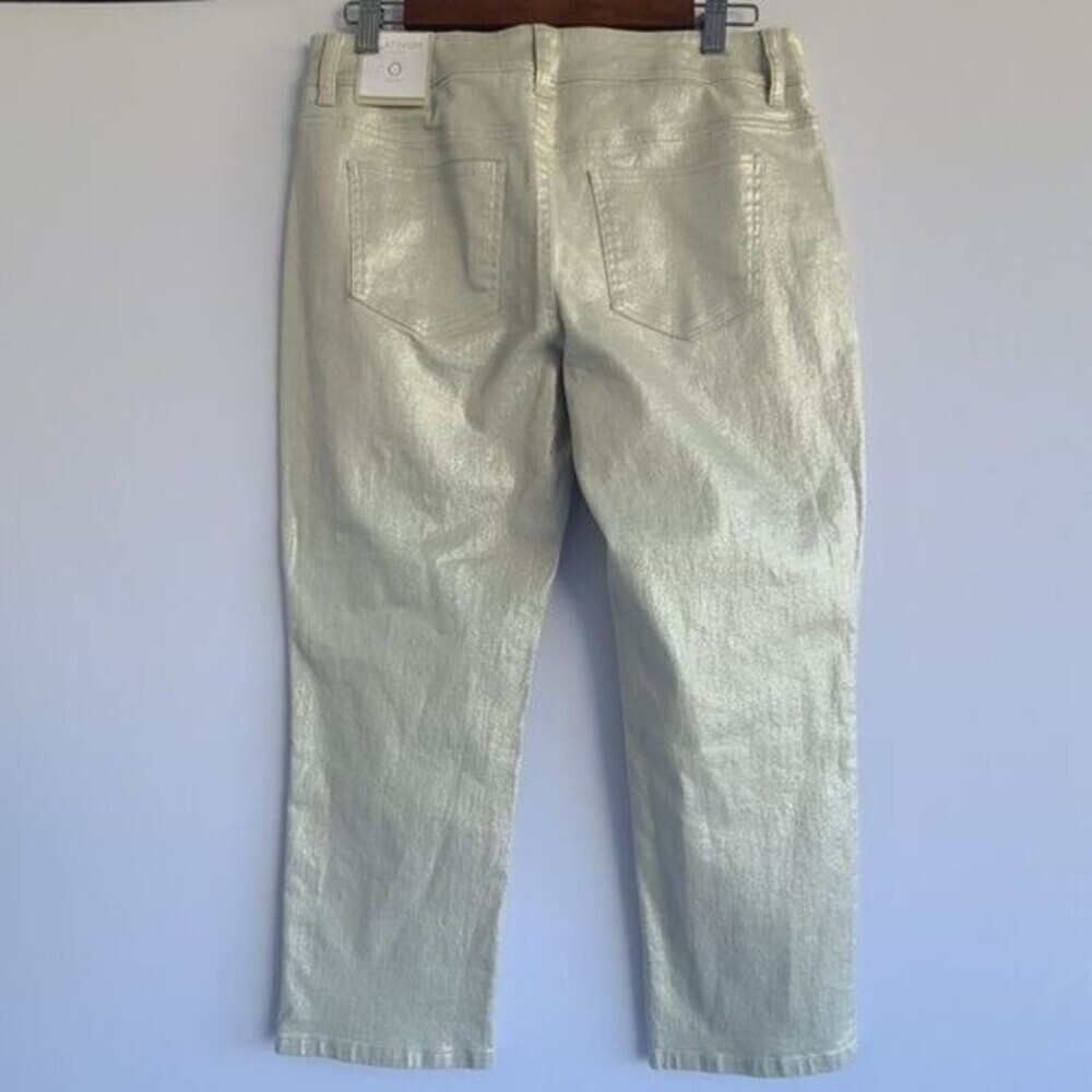 Chico's Platinum Pants Metallic Silver Crop Jeans NWT Size 0 US  Sz 4 - Picture 6 of 11